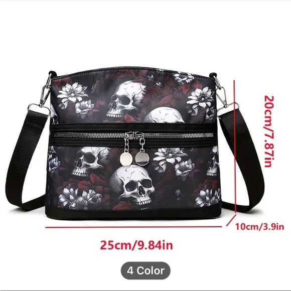 Nylon Floral /Skull Crossbody /Shoulder Bag With Adjustable Strap -Brand New - Picture 3 of 4